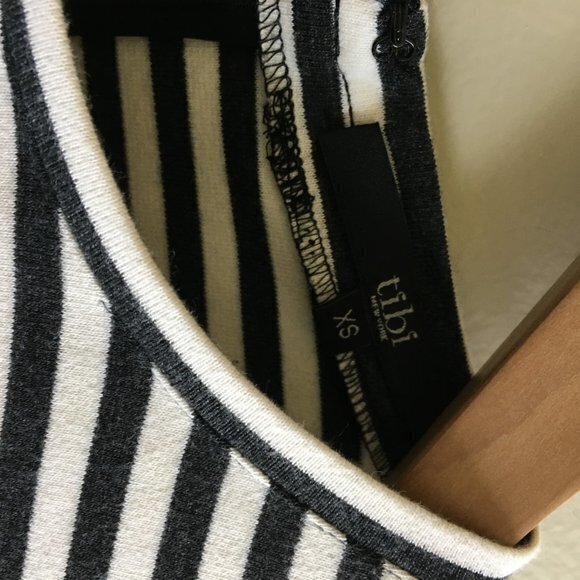 Tibi Striped Knit Shift Dress Cotton Short Sleeve - Picture 4 of 7